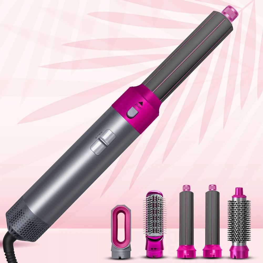 5-in-1 hair dryer brush 3-temperature setting electric hair dryer hot comb hair curler detachable styling tool W241231
