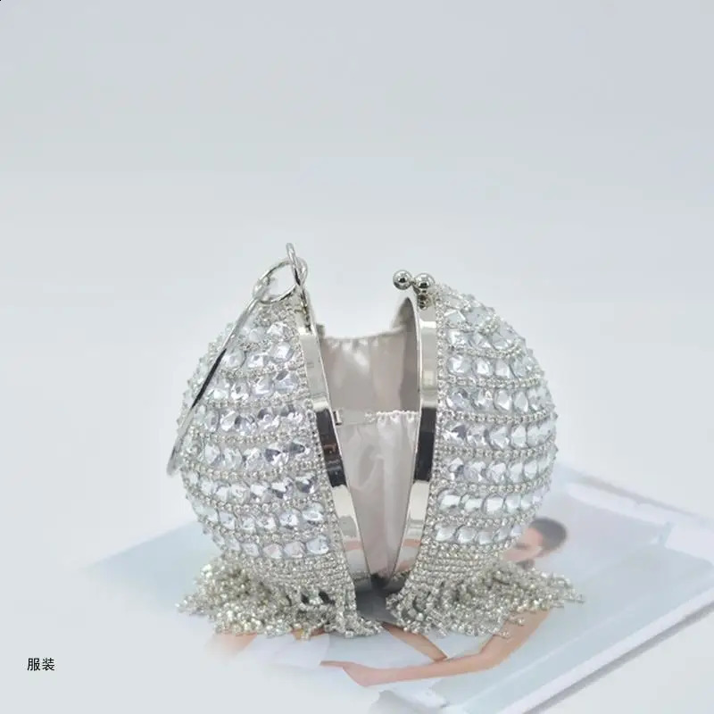 D0UD Ball Evening Clutch Bag Handbag Rings Handle Crystal Purse Evening Bag 241231