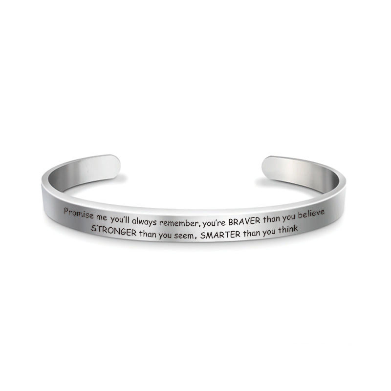 Stainless Steel Inspirational Cuff Bangle Bracelet Best Wishes Friendship Bracelet Bangle Personalized Letter Word bracelets for Women Men Lovers Jewe