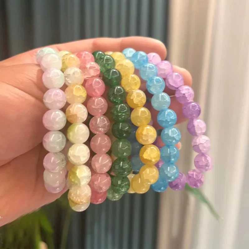 Girls Crystal Color Bracelet Natural Quartz Amethyst Fluorescent Bead Sweet Spirit Constant Energy Chain Bracelet Jewelry W241231