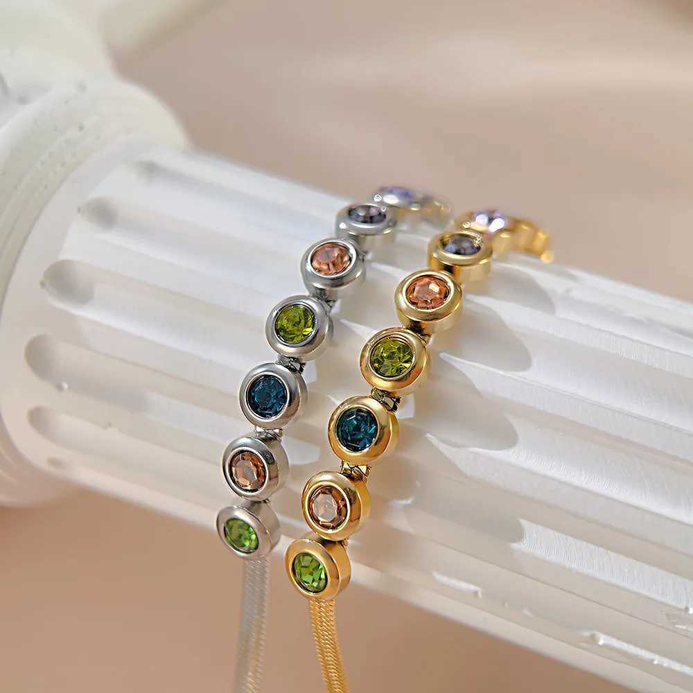 European and American Fashion Stainless Steel Zircon Bracelet Womens Light Luxury Small Premium Accessories W241231