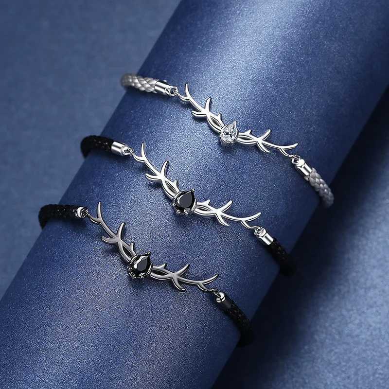 S925 sterling silver bracelet for womens couples original simple deer antler bracelet Christmas gift 925 silver jewelry W241231