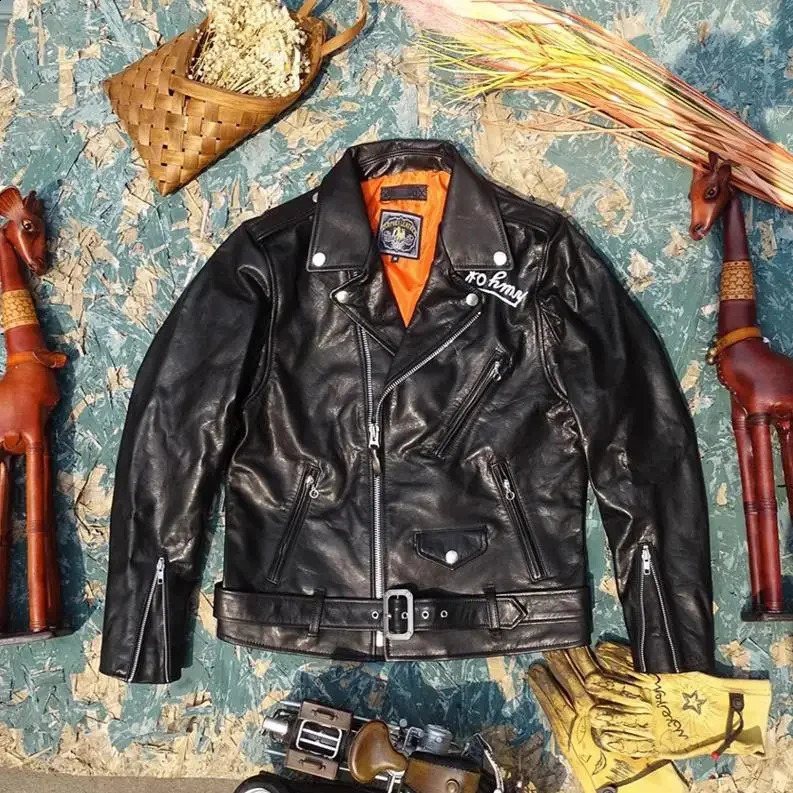 .Classic YRFree 613 motor rider style genuine jacket.Men quality tanned goatskin coat.Cool Horse leather cloth 241230