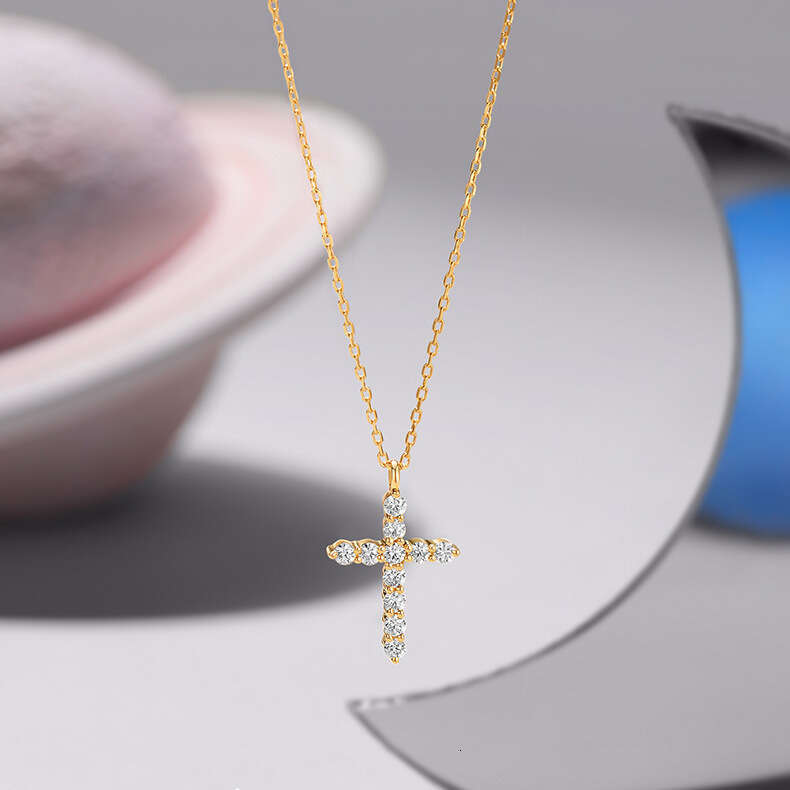 full dia cross light zircon collarbone chain necklace female niche highend accessory