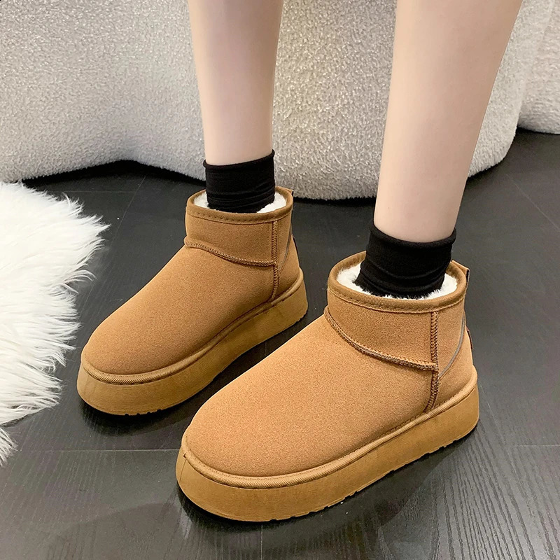 Classic Thickened Fluff Womens Snow Boots Comfortable Warm Ankle Boots Women Winter Ladies Shoes Chunky Botas Mujer 241231