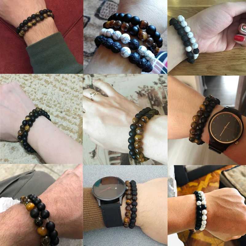 10mm Tiger Eye Natural Stone Bead Bracelet 3-size Buddha Lava Round Bead Elastic Rope Bracelet Mens Yoga Handmade Jewelry W241231