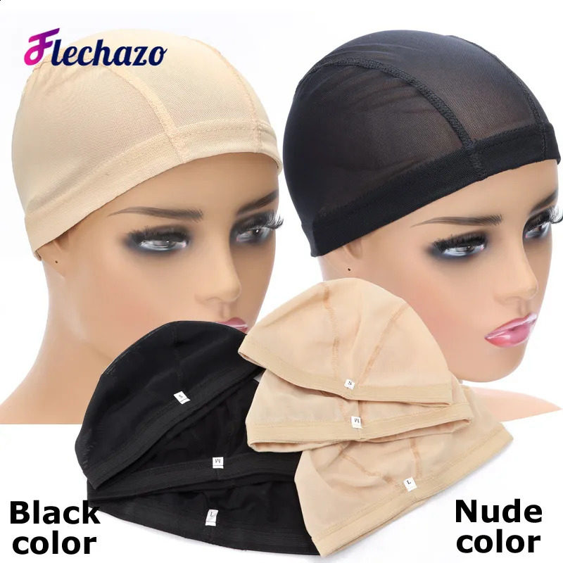 Wig Cap Mesh Bald Cap for Wigs Making 6 Pcs/Lot Stretchable Weaving Net Cap with Wide Elastic Band Black Color S/M/L Size 241230