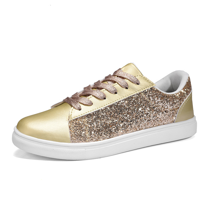 2025 New Women's Fashion Large Size Sport Casual Shoes Flat Low gang Sequins Sneakers