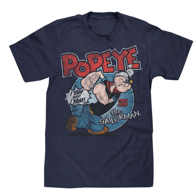 2024 New Popeye American Grey Casual Men's Digital Direct Spray Printed Short T-shirt