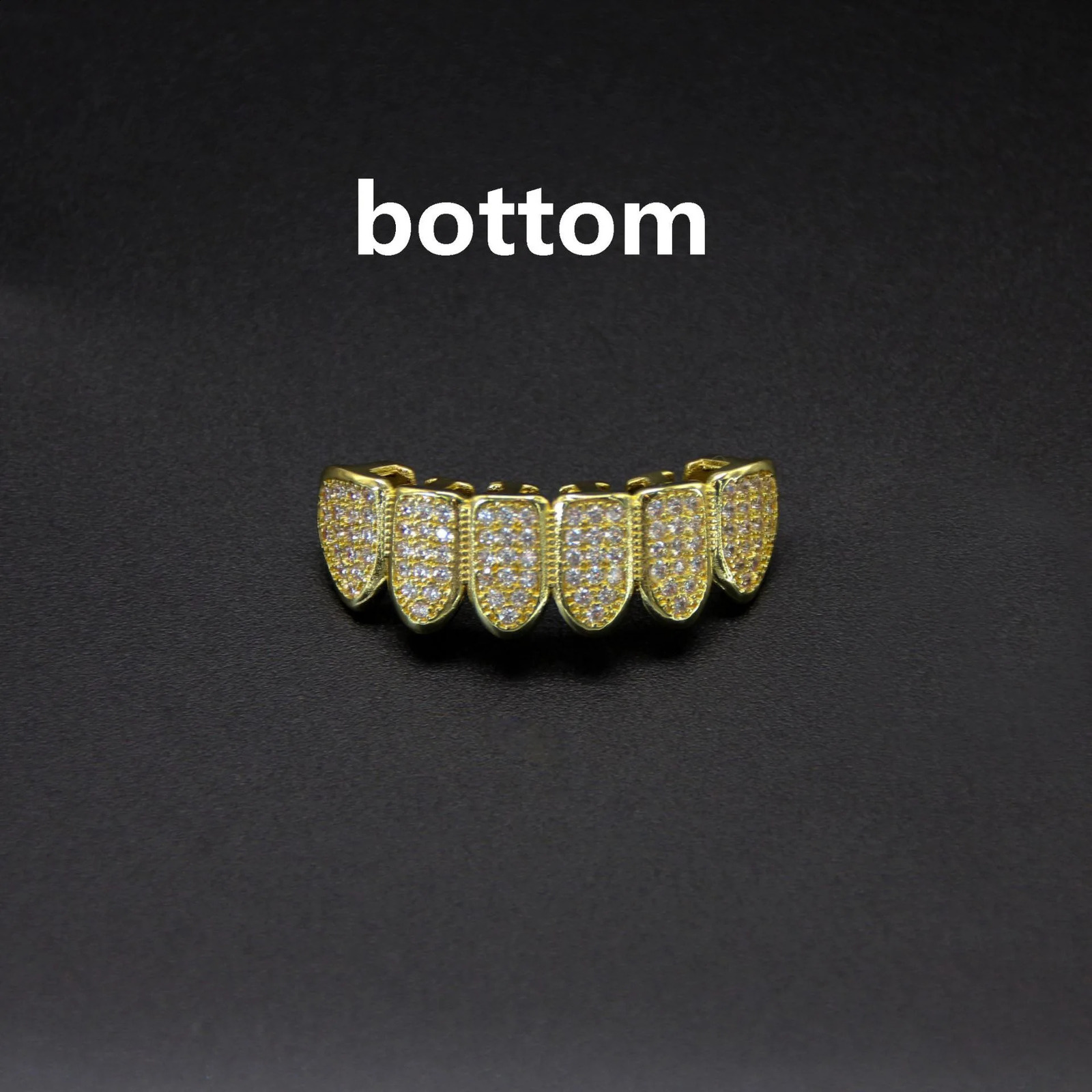1set Hip Hop Full Iced Out Teeth Gold Plated Dental Grills Tooth Caps Crystal Teeth Caps Halloween Tooth 241226