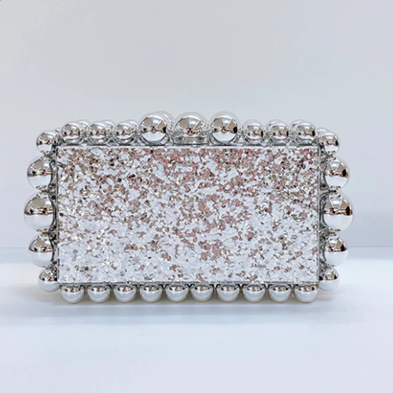 Leopard Beads Acrylic Box Evening Clutch Bag Women Sequin Purses And Handbags Wedding Party Purse Clutches 241231