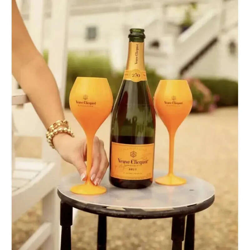 Wine 6Pcs Yellow Glasses Veuve Label Polycarbonate Clicquot Champagne Flutes Coupes Wisky Cups6361734 Drop Delivery Home Dhokp