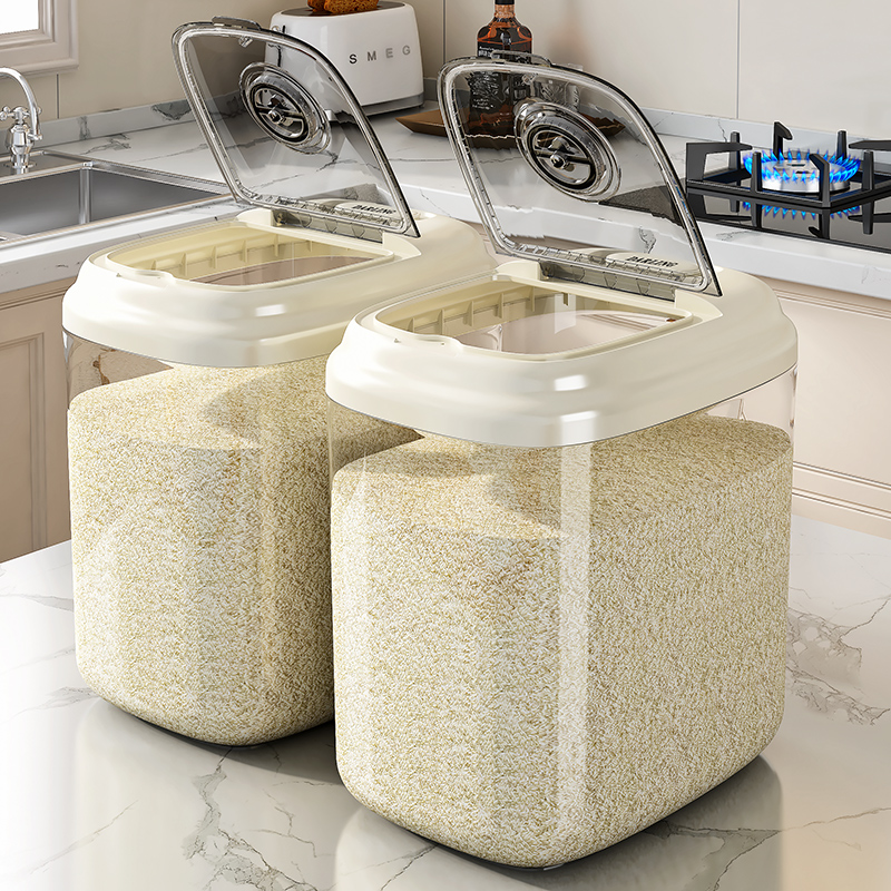 Moisture-Resistant 10 Kg Rice Jar - Easy Flip Seal, See-Through Storage Solution for Dry Foods