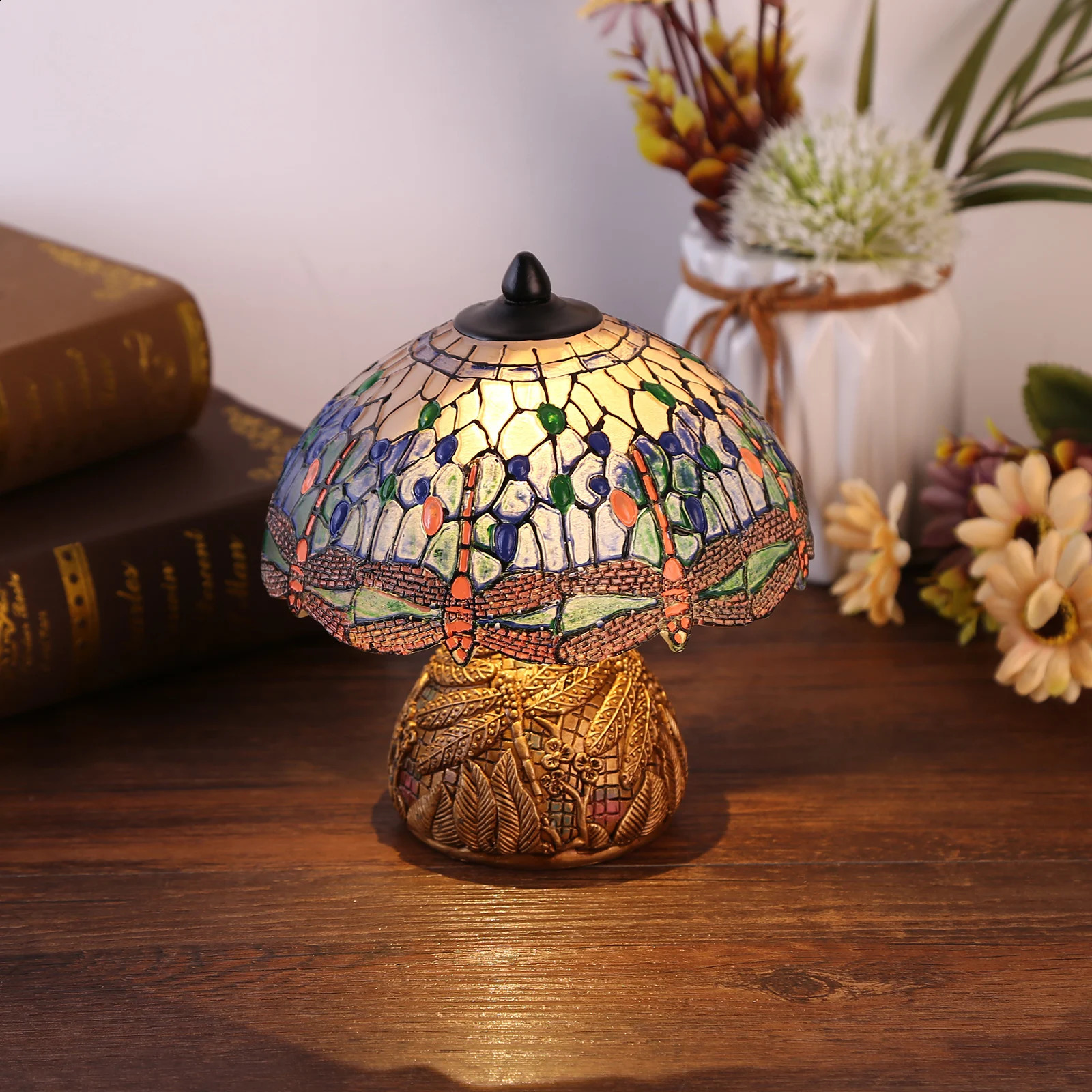 Dragonfly style desk lamp antique desk lamp bedroom living room 241226
