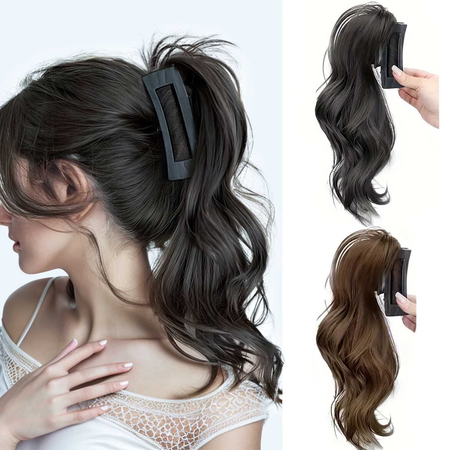 Claw ponytail long curly wave ponytail synthetic clip style hair extension elegant and natural appearance for daily use hair A W241230