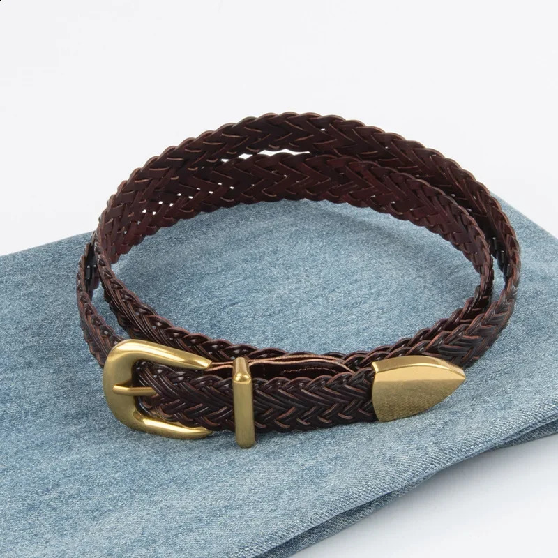 Rhododendron bird woven womens belt paired with jeans and casual pants decoration versatile womens belt 241226