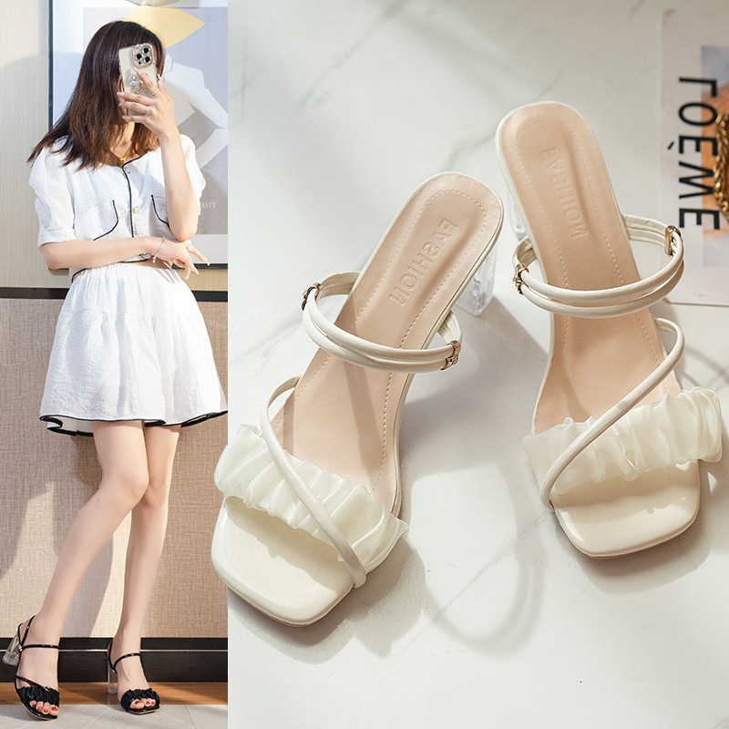 Women Ddmywed Sandals S New Summer Internet Celebration Korean Thick Heel Fashion Fairy Style With Skirt Slippers Chinese Brand Shoes F Ddmysaturn