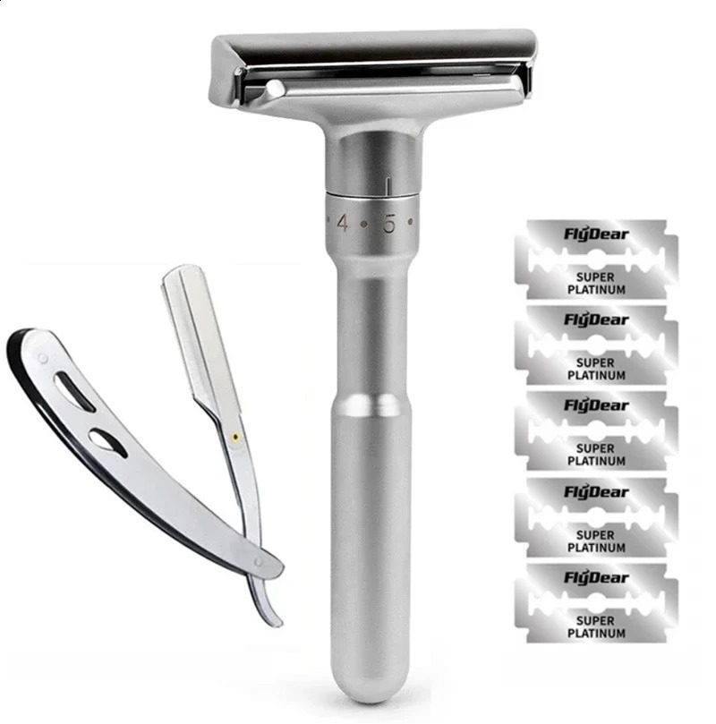 Adjustable Safety Razor Mens Professional Manual Shaver Straight Edge Stainless Steel Barber Razor Men Folding Shaving Tool 241230