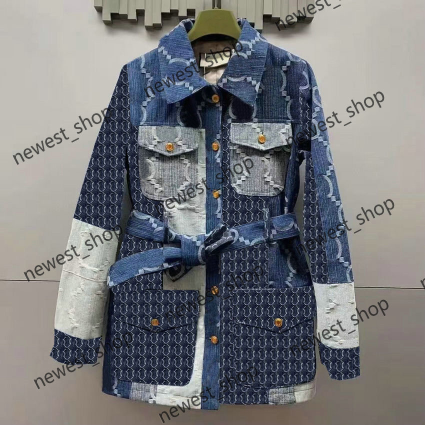 womens denim jackets 25ss designer luxury Double letter print jacket Female montage long sleeve coat blue outwear clothing