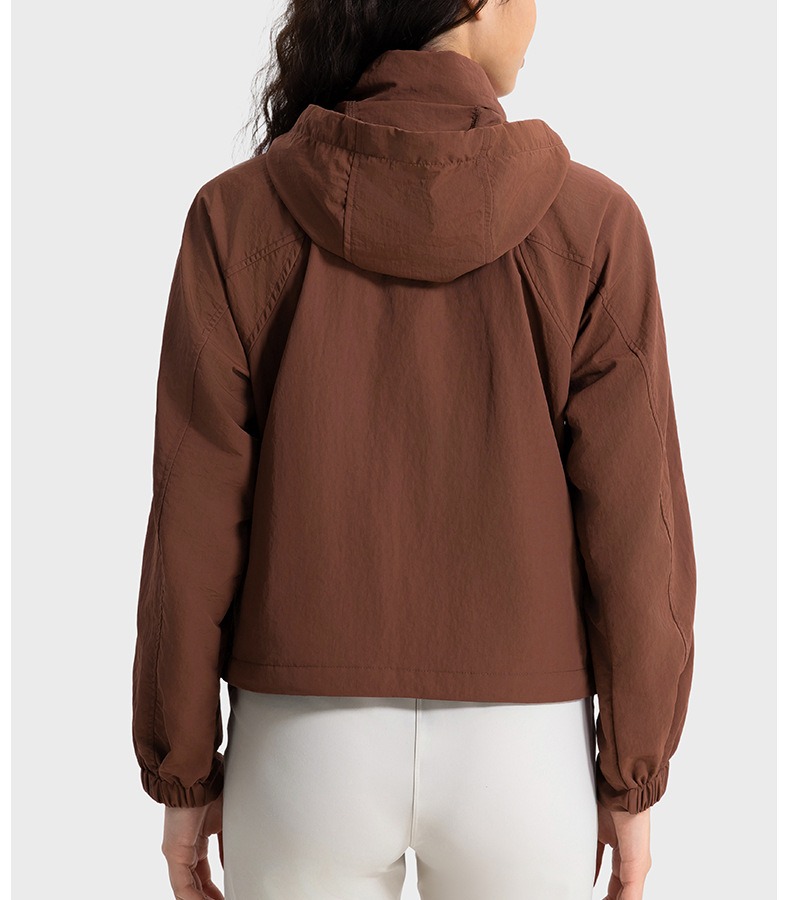 2025--New woven wind and rainproof versatile Hooded jacket Women's zipper breathable jacket