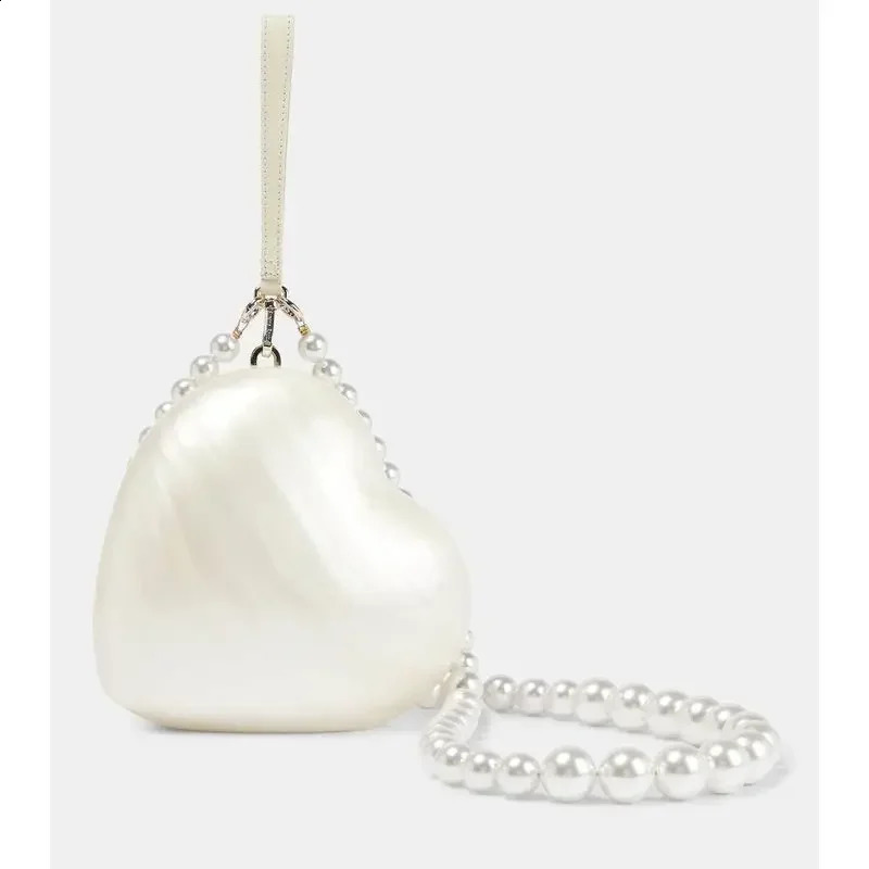 Heart Shaped Evening Bag Female Acrylic Pearl Fashion Trend Handbag High-Grade Wedding Party Lovely Mini Purse Clutch 241231