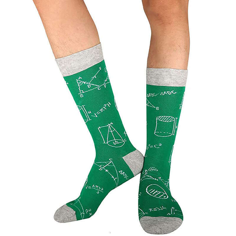 Colorful Mathematical Printed Men's Socks, Popular European And American Foreign Trade Cotton Mid Tube Socks
