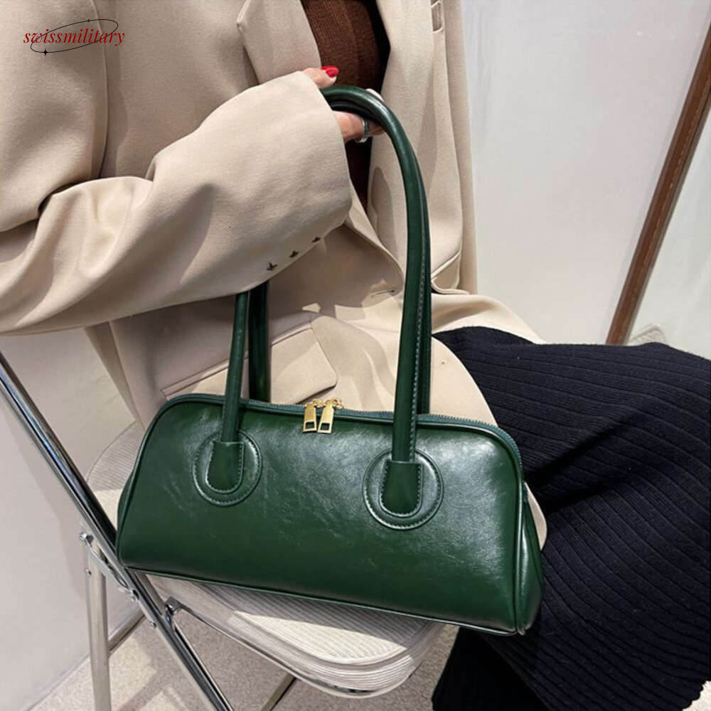 2025 New Boston Pillow Tote Women Real Leather Retro Bowling Bag Designer Handbag Large Capacity Crossbody Bags #54