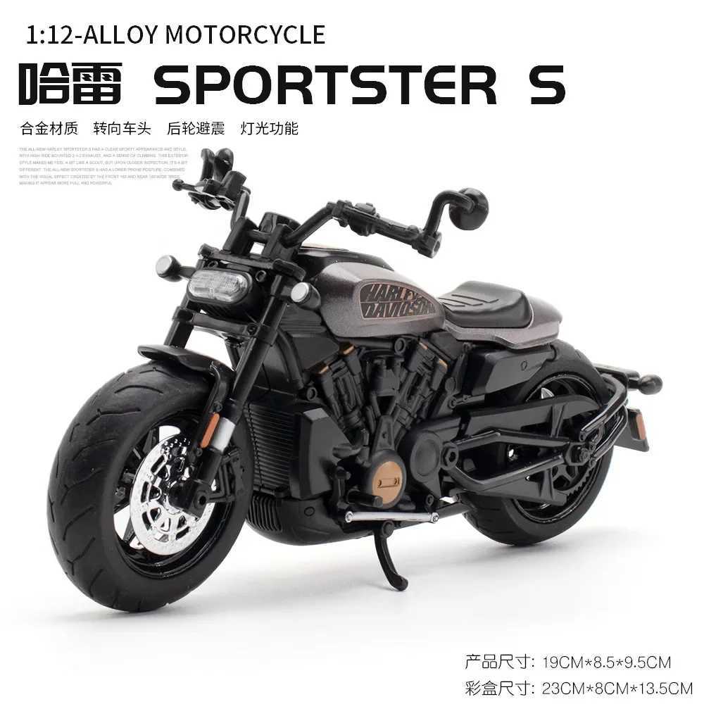 1 12 Harley SPORTSTER S Motorcycle High Simulation Die Casting Metal Alloy Model Car Sound Light Series Childrens Toy Gift M41 W241231