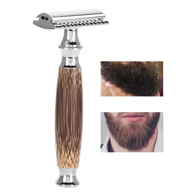 1 Set Classic Bamboo Handle Safety Razor Manual Double Edge Shaving Barber Razors T-Shaped Razor Kit For Men 241230