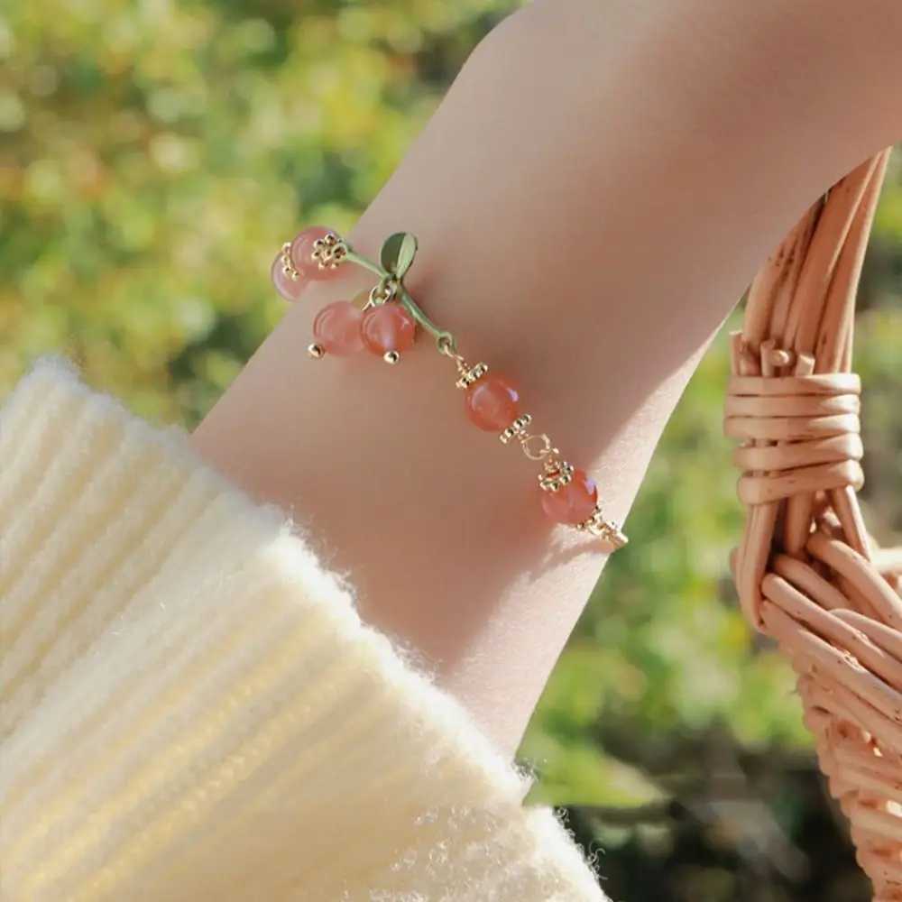 New Chinese style orchid bracelet sweet cherry pendant bracelet fresh student bead bracelet girls jewelry accessories W241231