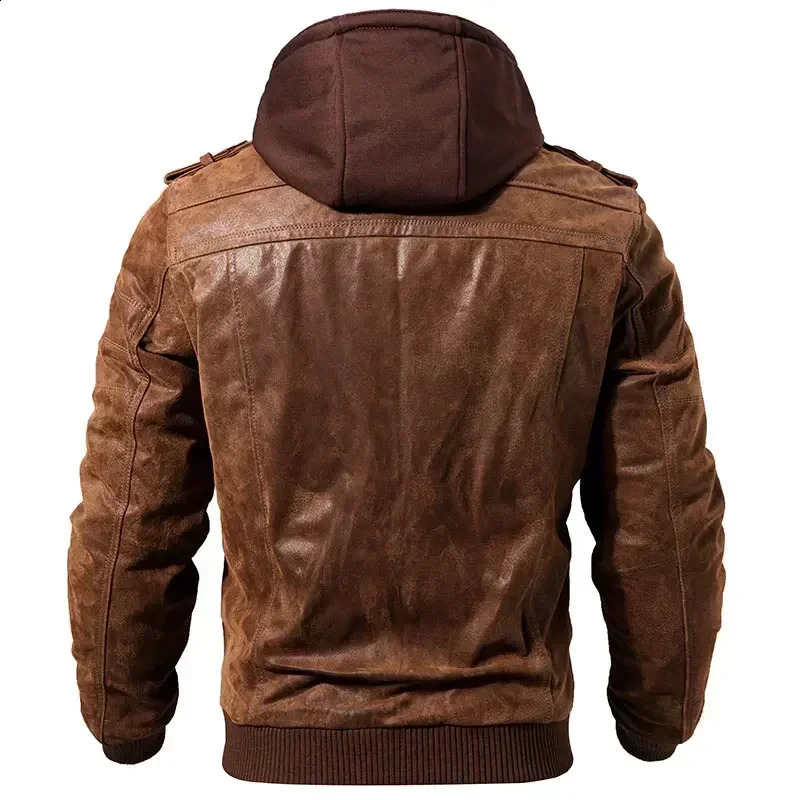 100% Leather FLAVOR Mens Real Leather Jackets Mens Motorcycle Removable Hood winter coat Mens Warm Genuine Leather Jackets 241230
