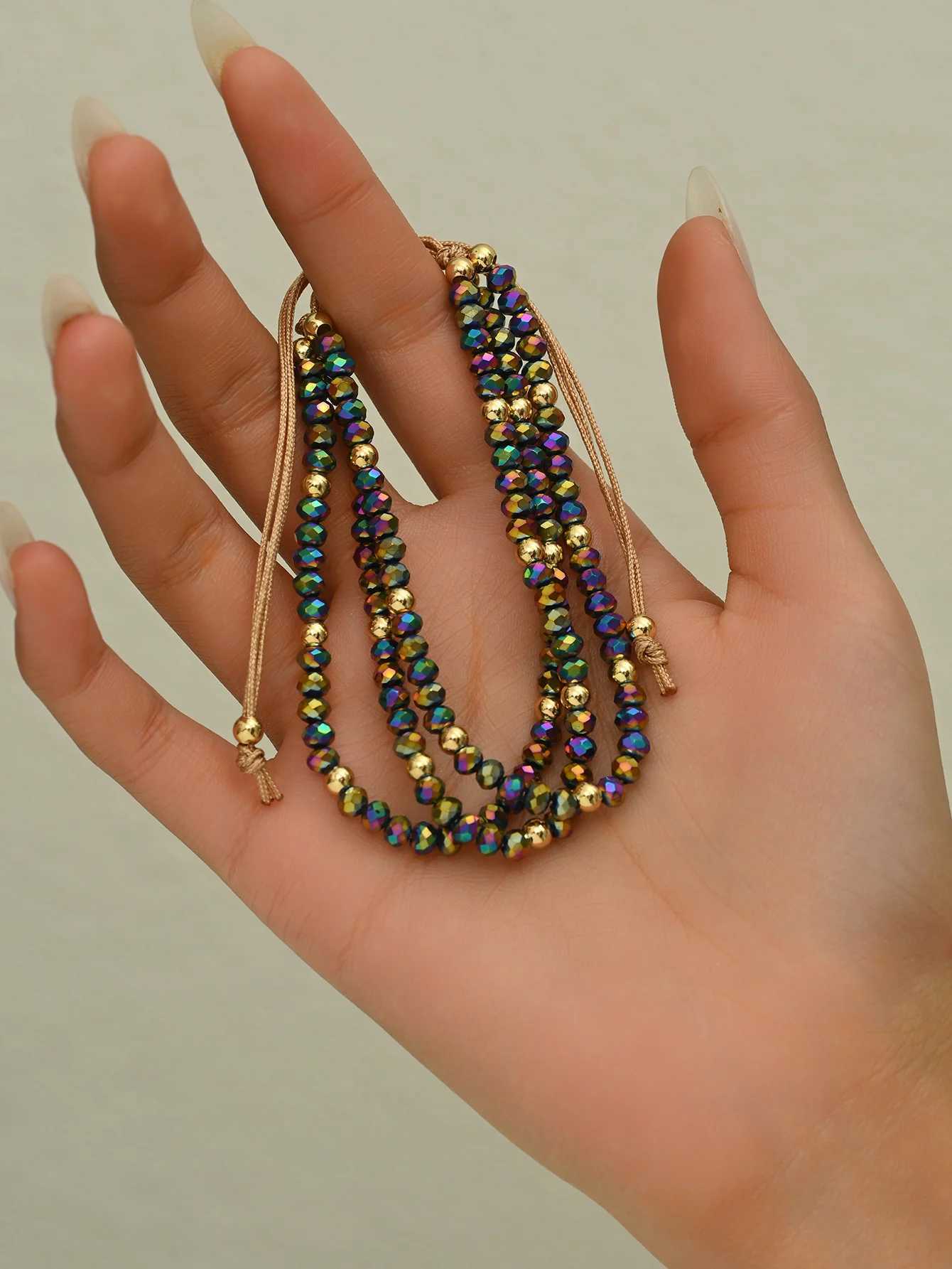 Bohemian handmade colorful crystal bead bracelet suitable for womens holiday party jewelry W241231