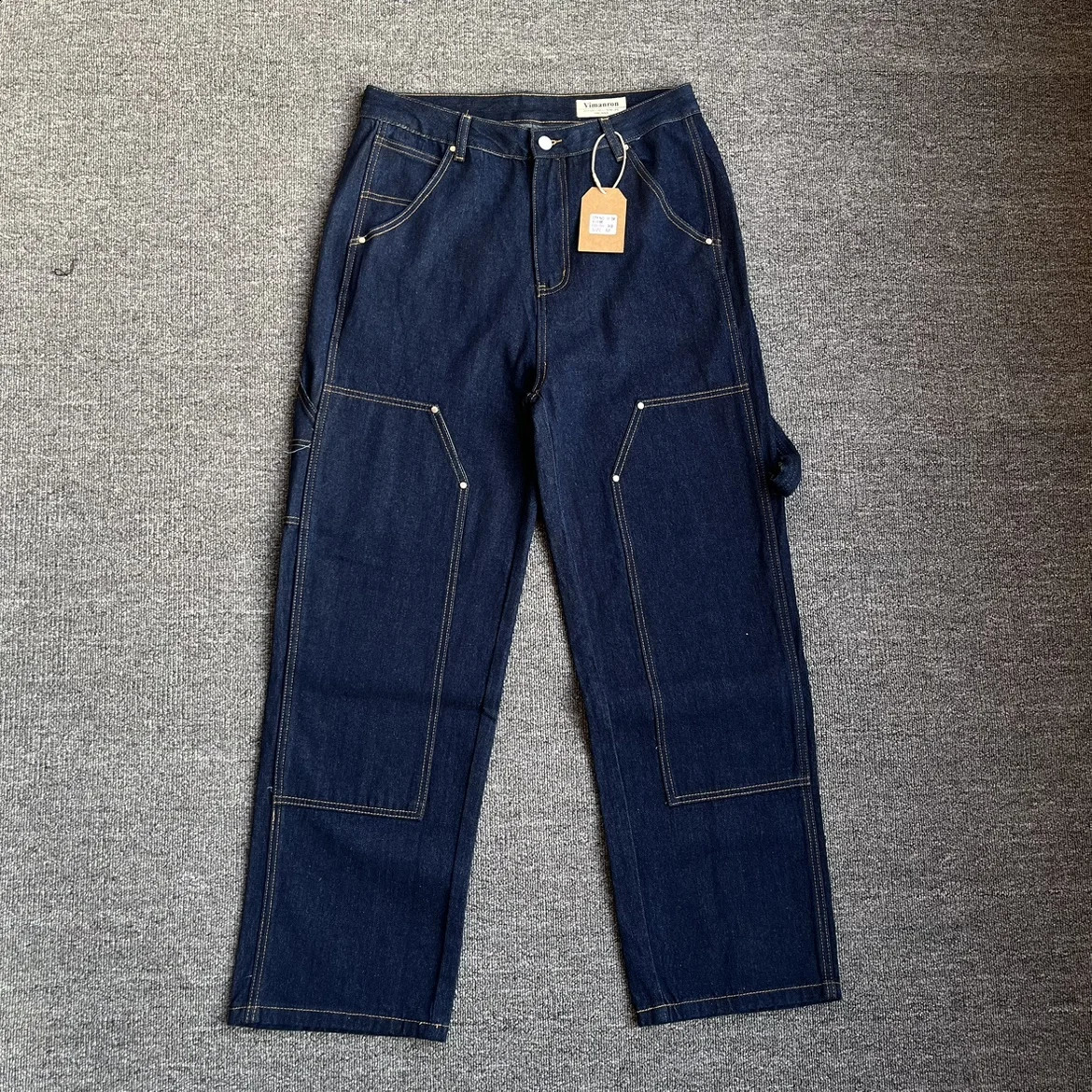 American Classic Casual Mens Straight Loose Woodcutting Vintage Workwear Jeans High Street Washed Old Pants Y2k Youth Male 241230