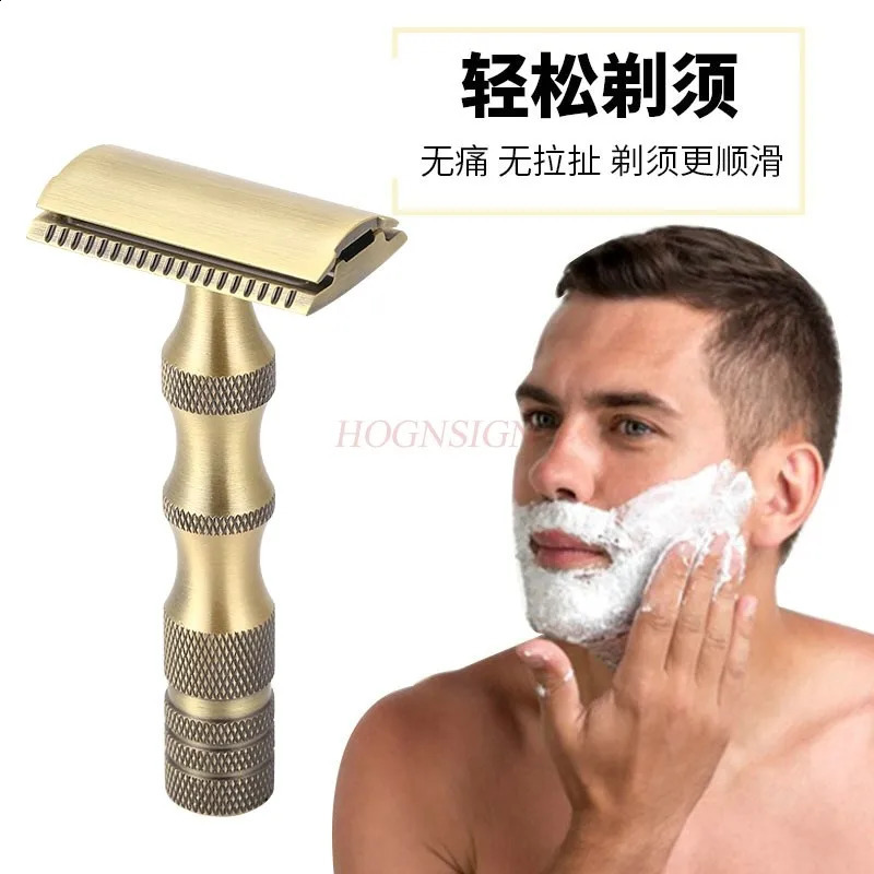 Adjustable Double Edge Safety Shaver Alloy Silver Long Handle Razors Vintage Style Manual Shaving for Men 241230