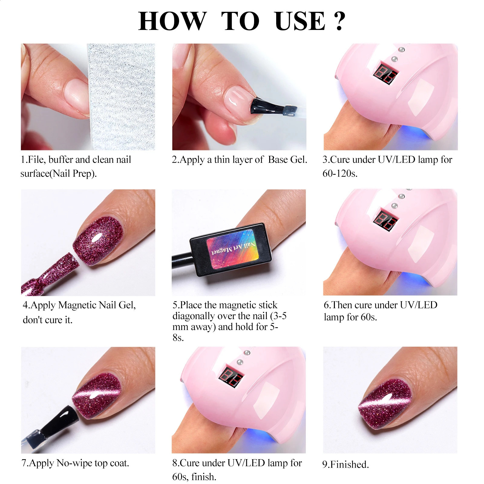 MEET ACROSS 7ml Cat Magnetic Gel Nail Polish Set Glitter Rainbow Sparkling Magnetic Gel Polish Kits DIY Nail Art Vernis Manicure 241230