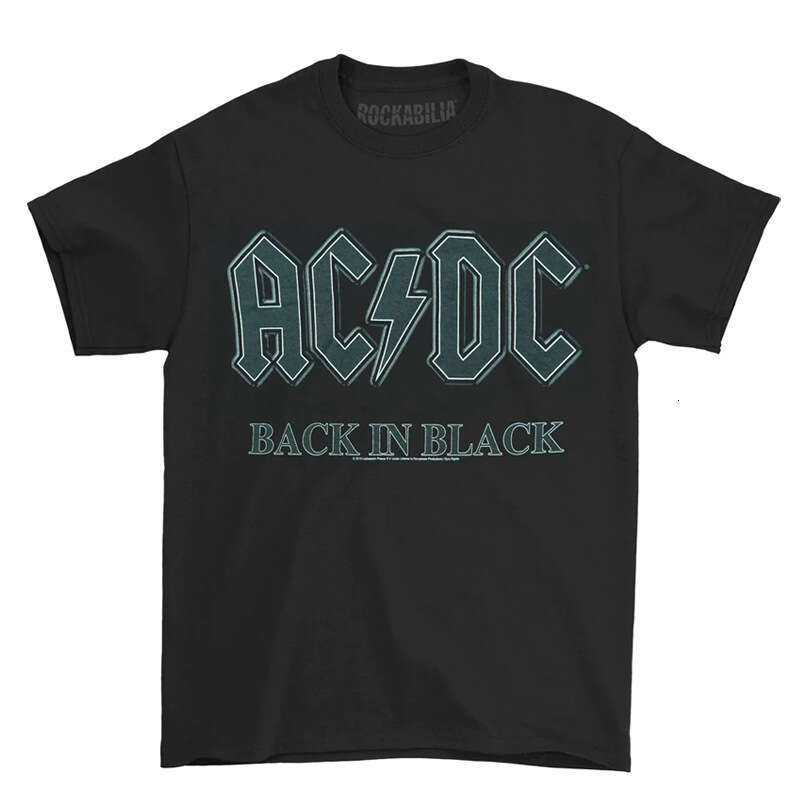 ACDC Band BACK IN BLACK Rock Punk American Vintage High Street Direct Spray Printed T-shirt