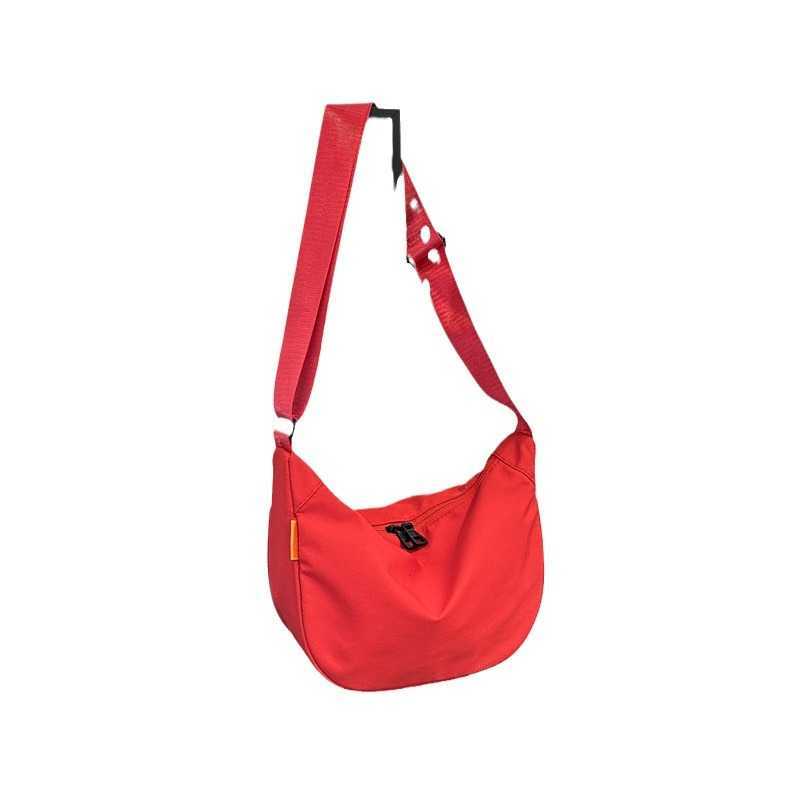 New large capacity simple and stylish 2024 nylon casual solid color contrasting dumpling tote single shoulder diagonal cross bag for women