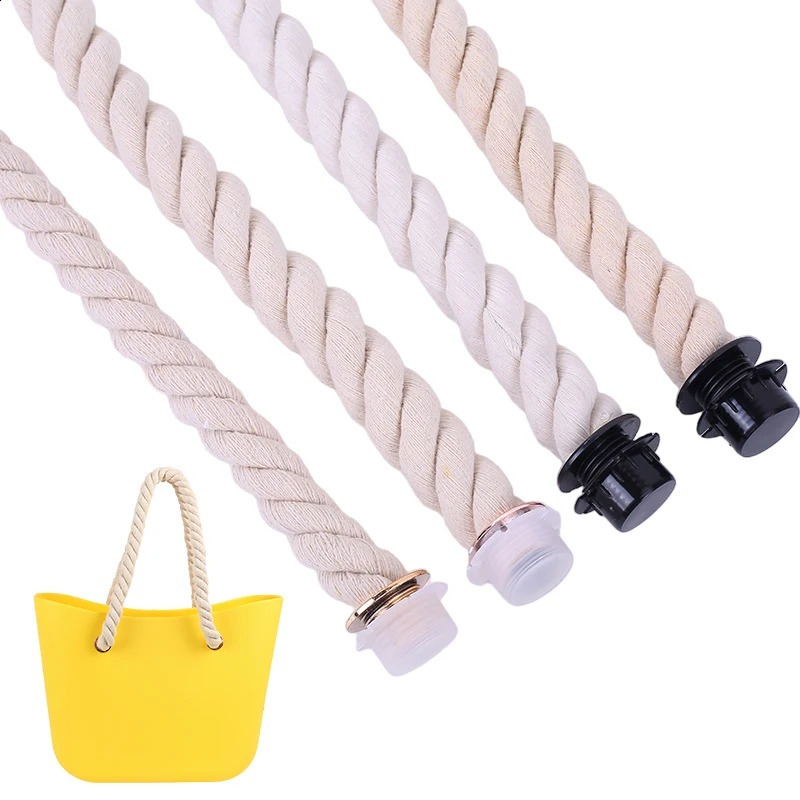 1 Pair Women Classic Mini Handbags DIY Woven Hemp Rope Short Black Natural Handle For O Bag Accesories 241226