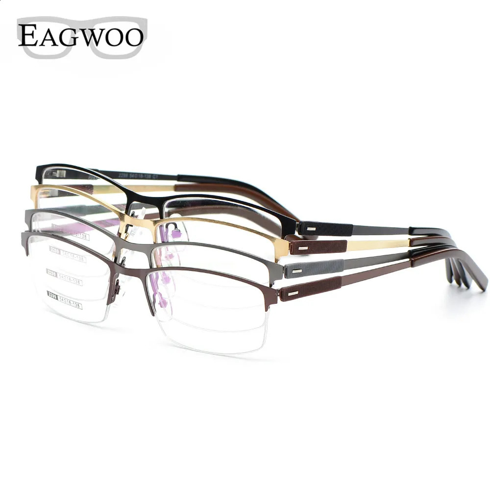 EAGWOO Business Eyeglasses Frame Half Rim Optical Glasses Men Eyewear Gold Frame Glasses for Myopia Reading Spring Temple 2299 241230