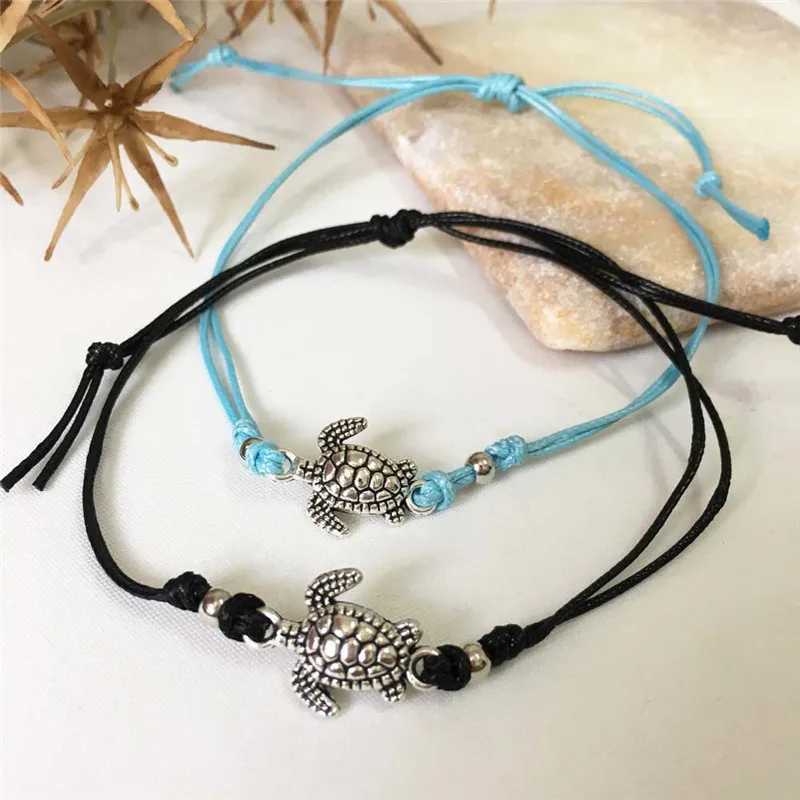 ZRM Fashion Retro Turtle Anklet Dual purpose 3-color Handmade Anklet Beach Leather Rope Anklet Jewelry W241231