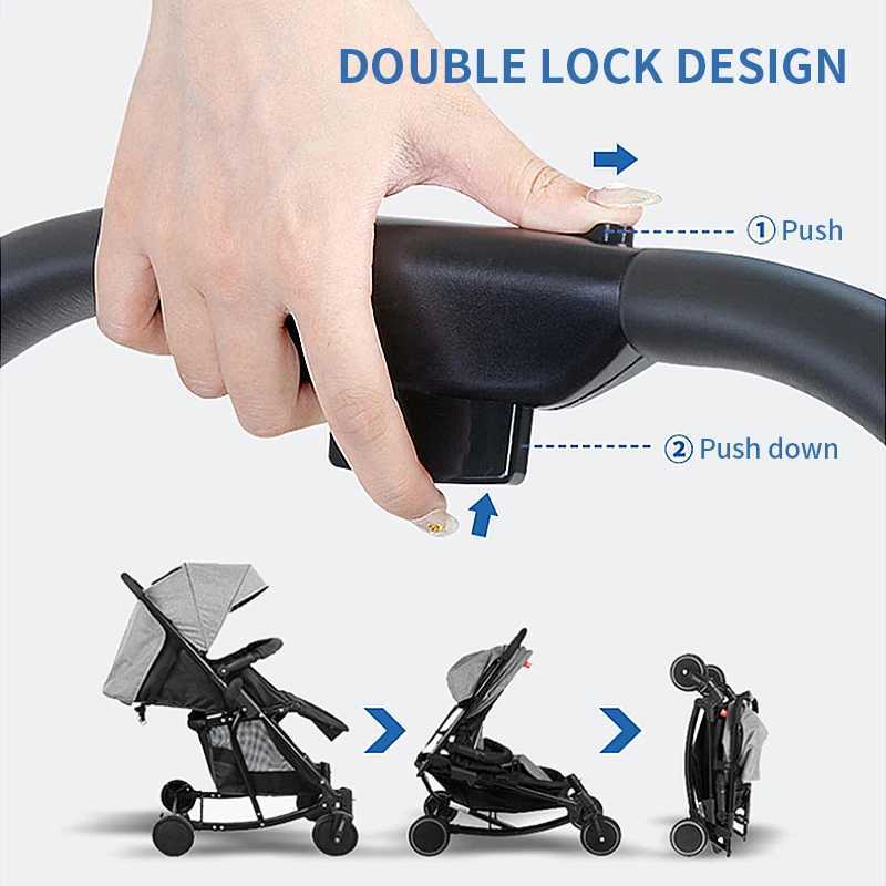Baby Stroller One-Hand Fold and Adjustable Canopy Lightweight Baby Stroller 4 Wheels Infant StrollerXJ241231
