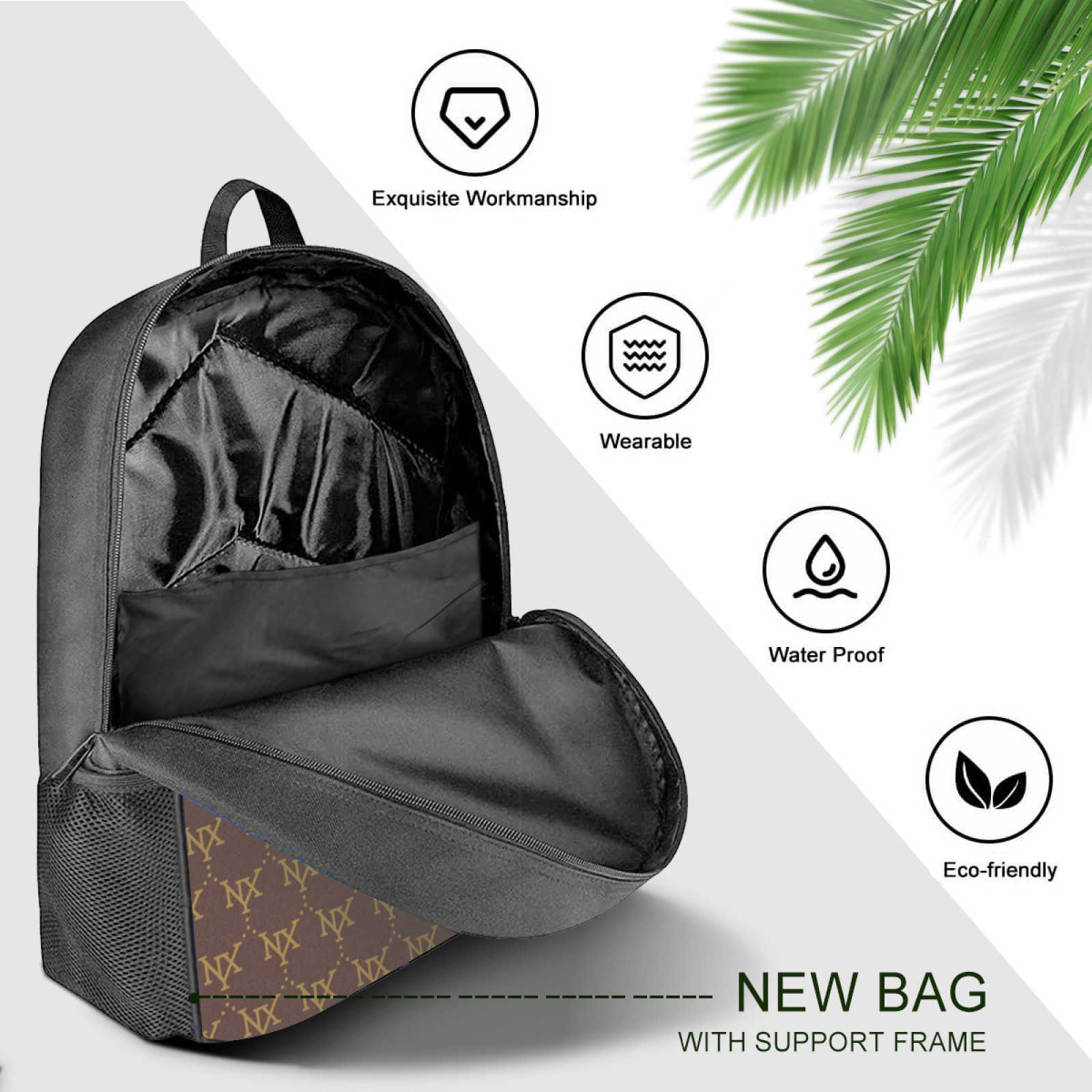 NXY Backpack Style Designer Backpack Men And Women Fashion Backpack Book Bag Classic Old Flowers Zipper Open And Close Leather Schoolbag