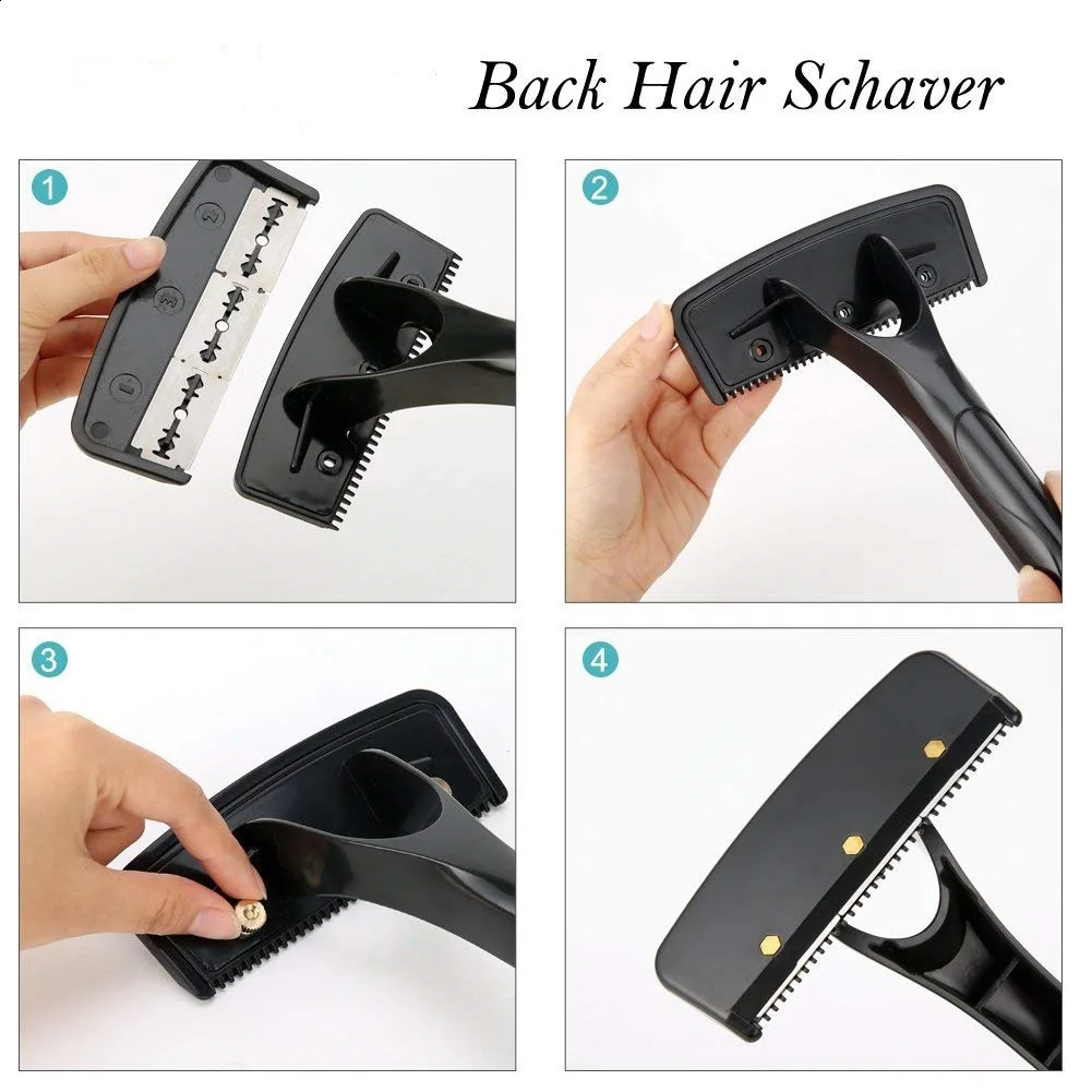 Back Shavers for Men Back Hair Remover Body Shaver Long Handle Body Hair Trimmer Razor 15 Blades Manual Foldable Razor 241230