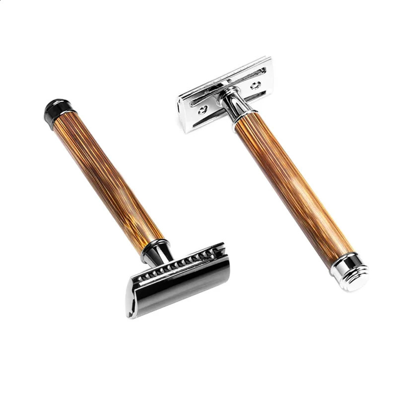 Men Safety Shaving Razor Bamboo Handle Double Edge Classic Manual Razor Shaver Classic Mens Shaving With 10Pcs Blades 241230
