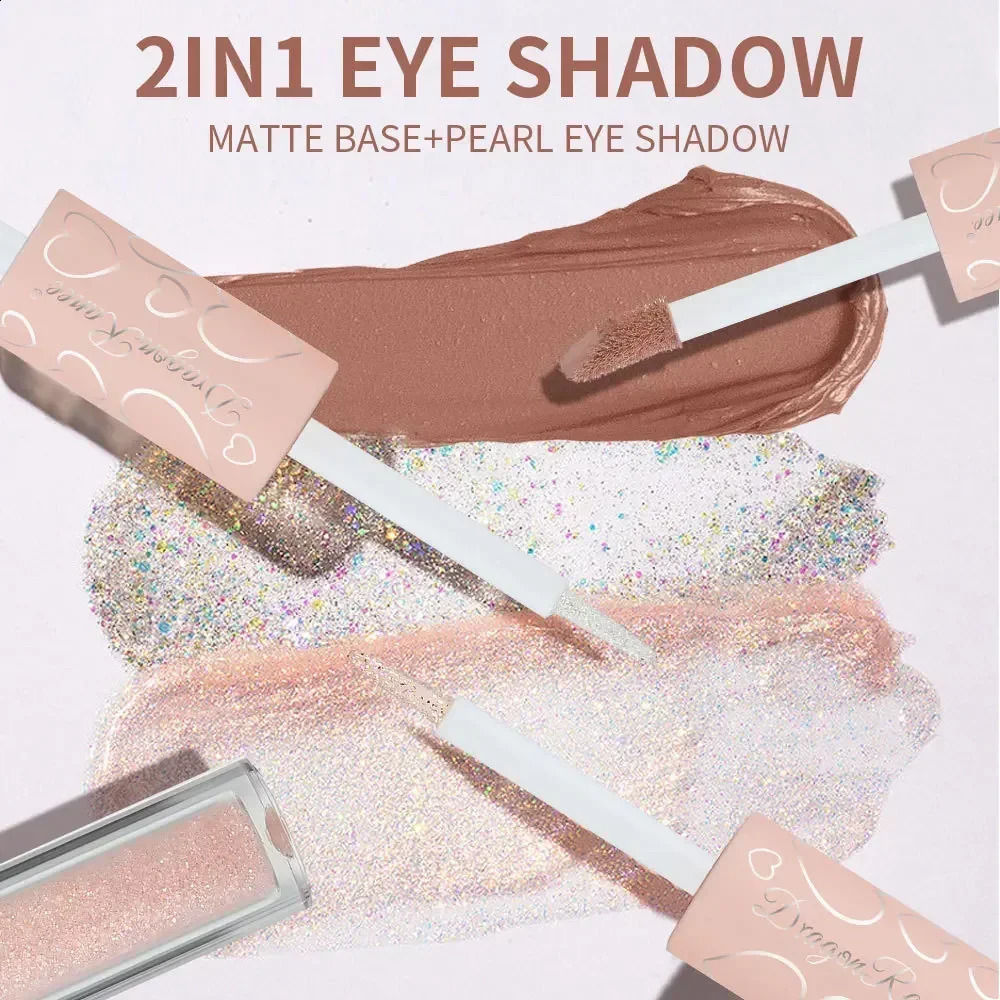 Matte Liquid Eyeshadow Shimmer Glitter Brighten Fine Glitter Low Saturation Doubleheaded Monochrome Nude Eyeshadow Beauty Tools 241224