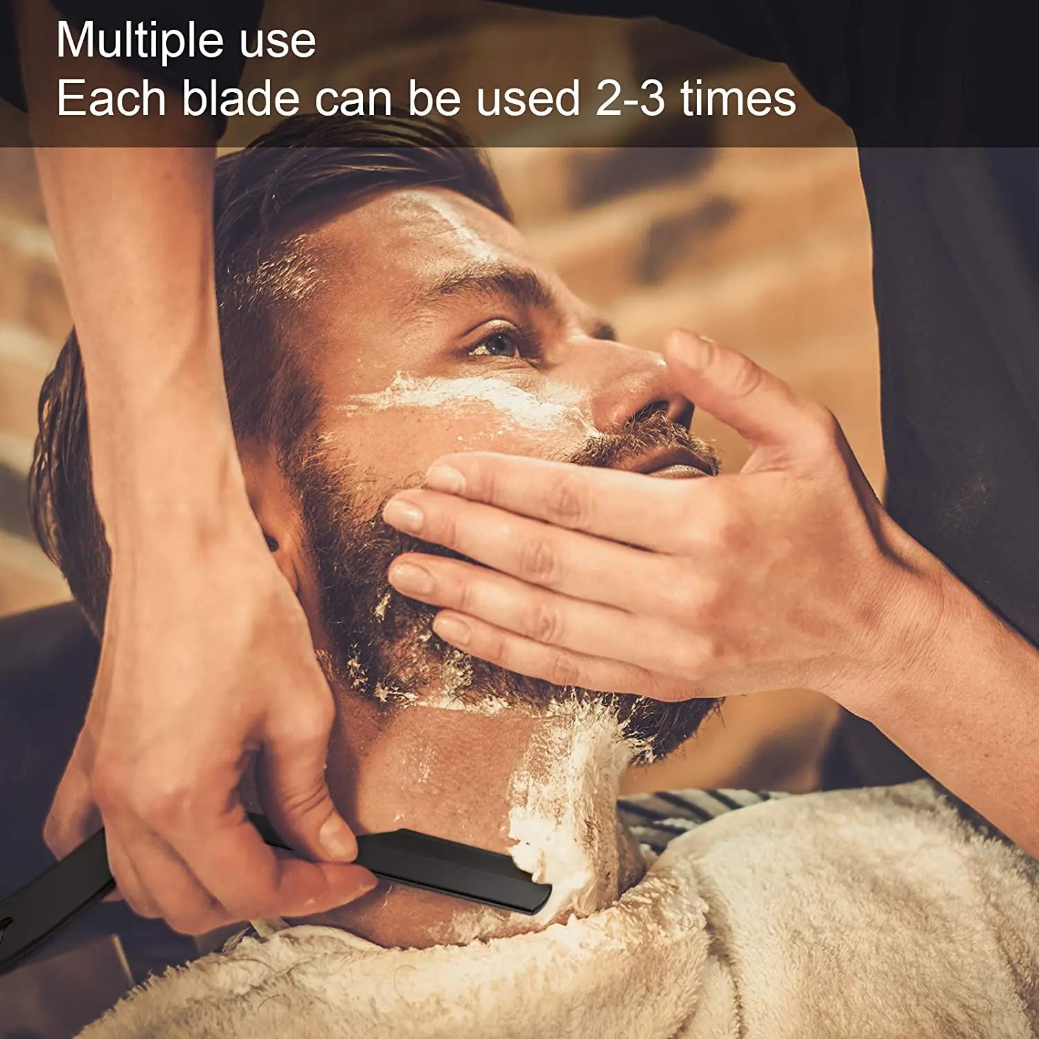 Straight Edge Barber Razor Replaceable Blades Haircut Beard Eyebrow Shaving Tool Manual Depilation Razor with Neck Duster Brush 241230