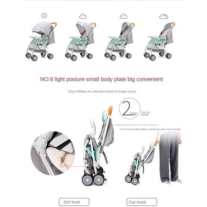Universal Rear Wheel Baby Stroller Can Sit and Lie Down a Key Folding Portable Four Wheel Stroller Two-way Push Newborn CarXJ241231