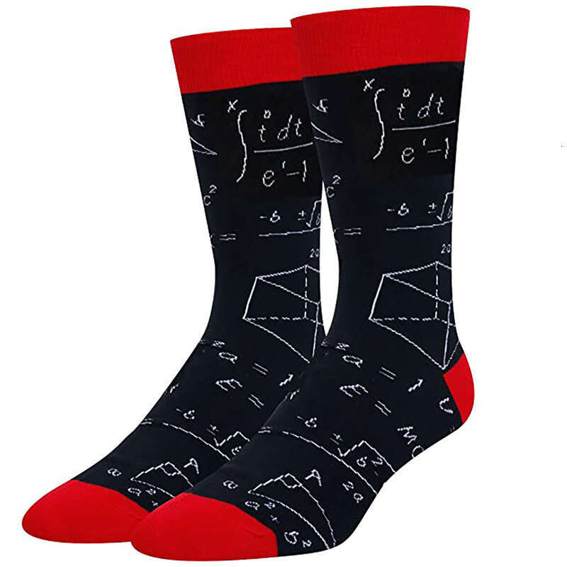 Colorful Mathematical Printed Men's Socks, Popular European And American Foreign Trade Cotton Mid Tube Socks