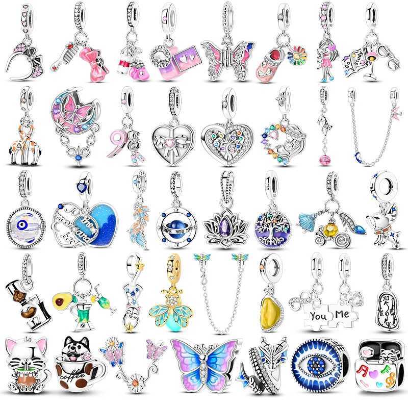 New Charm Beads 925 Pure Silver Glowing Gold Firefly Colorful Koi Fish Pendant Suitable for Original Bracelet DIY Womens Jewelry W241231