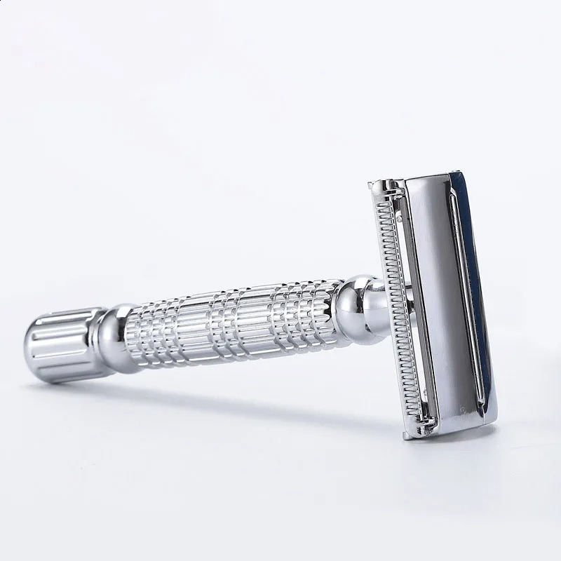 Men Shaving Safety Razor Chrome Alloy With Packing Sliver Unscrew Double Sides Turret Manual Butterfly Open Shaver 241230